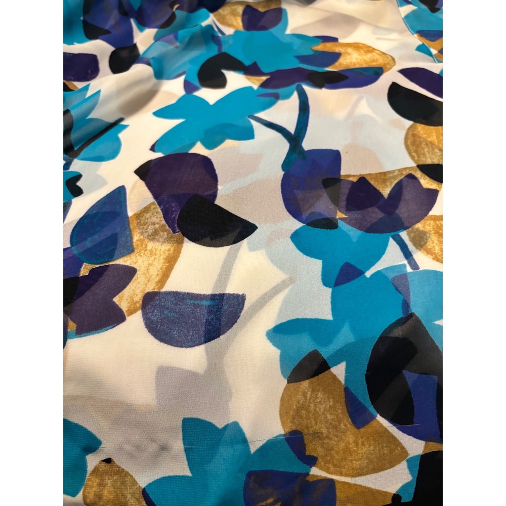 Lane Bryant Blue Floral Chiffon V-Neck Tunic Blouse Long Sleeve Abstract Print - Picture 4 of 6